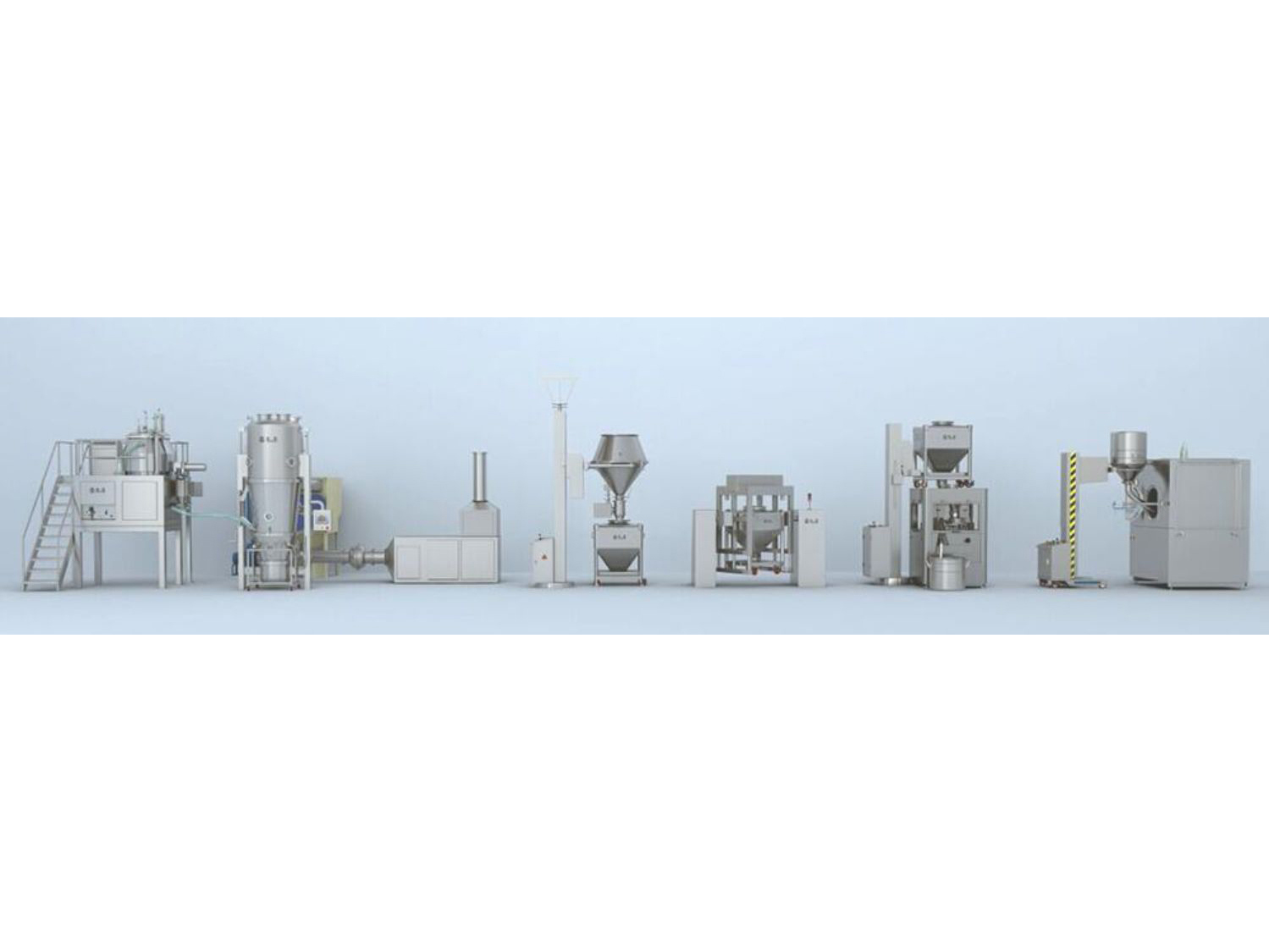 Integrated Solid Dosage Production Line (High Shear Mixer,Fluid Bed Dryer, Dry Mill, Coater)
